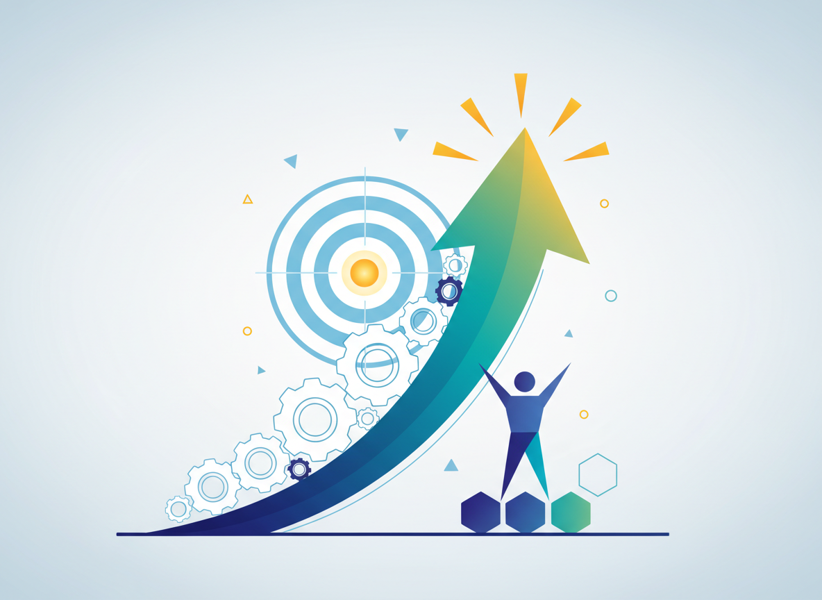 abstract illustration representing personal growth, focus, and high performance in a professional career context, in a clean modern flat style matching a coaching website